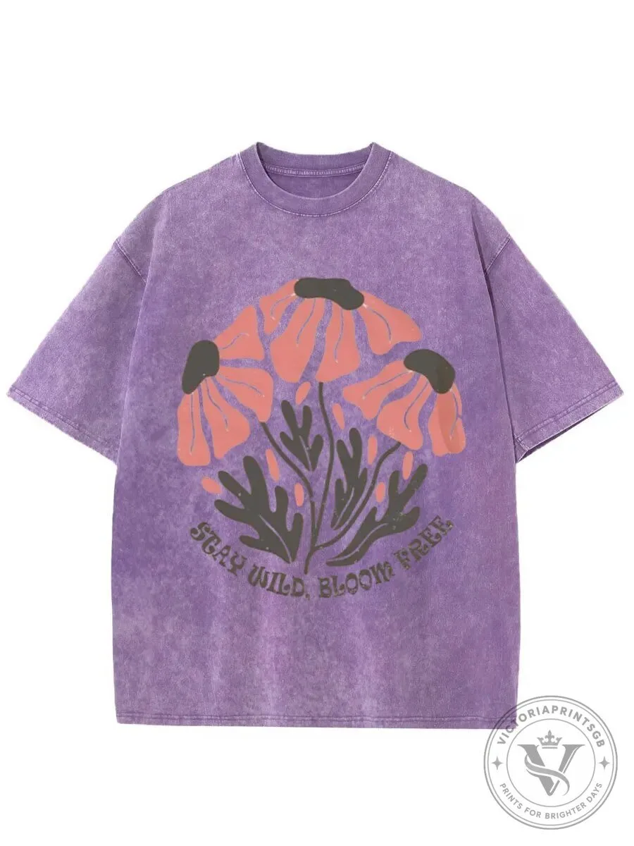 Stay Wild Bloom Free Floral Washed T-Shirt