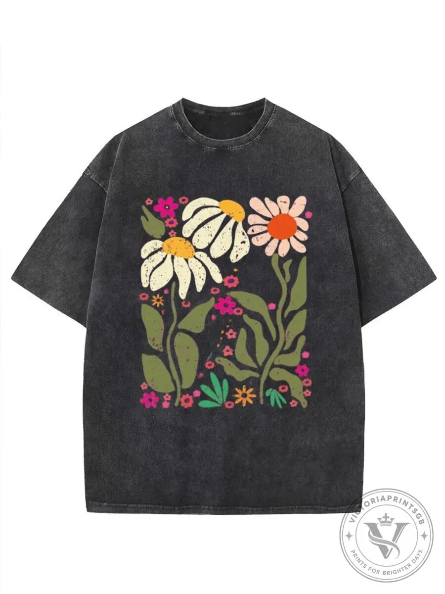Vintage Wildflower Washed Black Oversized Graphic T-Shirt 1 Vintage Wildflower Washed Black Oversized Graphic T-Shirt